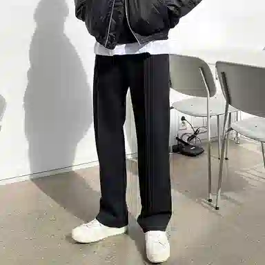 我是大卫 纯色简约垂感阔腿抽绳直筒休闲裤 男女同款