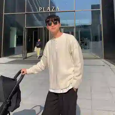 我是大卫 文艺风日系慵懒风糖果色宽松单排扣针织衫 男女同款