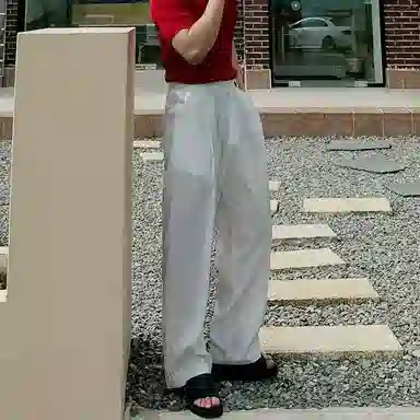 我是大卫 垂坠感速干直筒韩版简约宽松阔腿休闲裤 男女同款