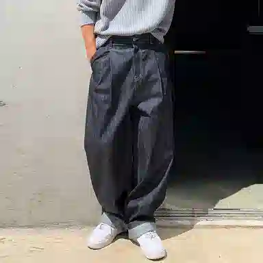 我是大卫 直筒宽松休闲牛仔裤 男女同款 黑色