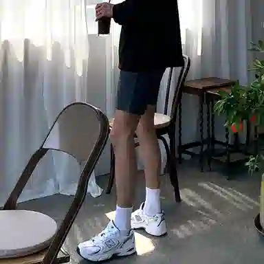 我是大卫 纯色运动直筒宽松五分休闲短裤 男款