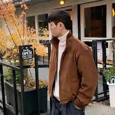 我是大卫 港风复古立领灯芯绒保暖加厚休闲夹克外套 男女同款