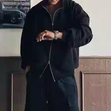 我是大卫 韩版纯色立领休闲百搭时尚长袖夹克外套 男女同款