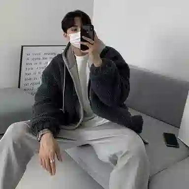 我是大卫 纯色摇粒绒保暖加厚休闲外套夹克 男女同款