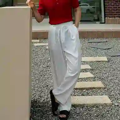 我是大卫 垂坠感速干直筒韩版简约宽松阔腿休闲裤 男女同款