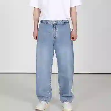 我是大卫 休闲百搭直筒宽松牛仔裤 男女同款 蓝色