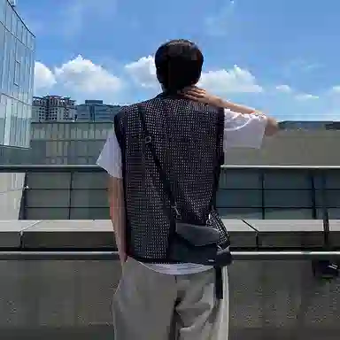 我是大卫 慵懒风透气韩版休闲个性无袖背心 男款 黑色