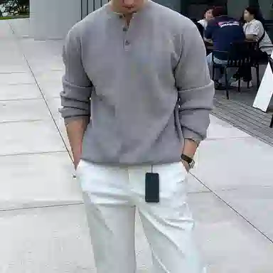 我是大卫 美式亨利领毛衣内搭打底衫休闲慵懒宽松潮流长袖针织衫 男女同款