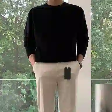 我是大卫 小众日常时尚打底衫潮流宽松圆领内搭针织衫 男女同款