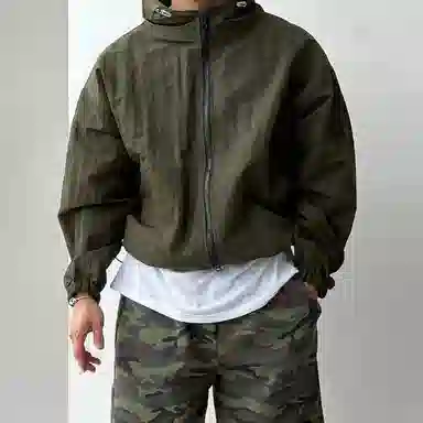 我是大卫 美式高街个性户外连帽防晒短款设计抽绳夹克外套 男女同款