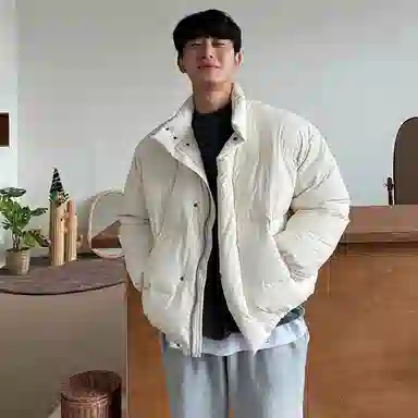 我是大卫 立领保暖加厚宽松面包棉服 男女同款