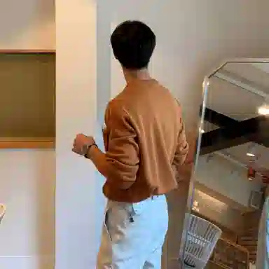 我是大卫 港风宽松慵懒风圆领纯色韩版打底针织衫 男女同款