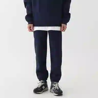 我是大卫 美式高街宽松休闲简约纯色九分束脚针织运动裤 男女同款 藏青色