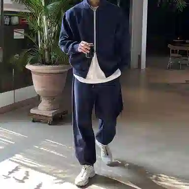 我是大卫 美式重磅双开拉链宽松休闲卫衣套装 男女同款