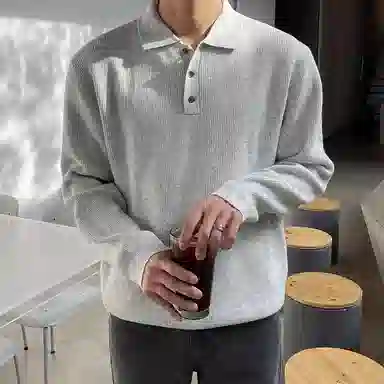 我是大卫 韩版时尚小众设计感纯色简约百搭宽松长袖针织衫 男女同款