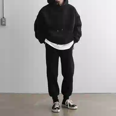 我是大卫 纯色跑步比赛健身运动风休闲宽松束脚休闲裤 男女同款