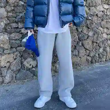 我是大卫 直筒纯色舒适休闲裤 男款 灰色