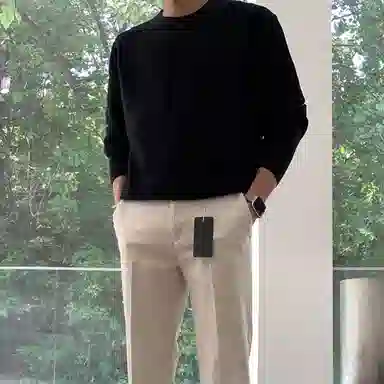 我是大卫 小众日常时尚打底衫潮流宽松圆领内搭针织衫 男女同款