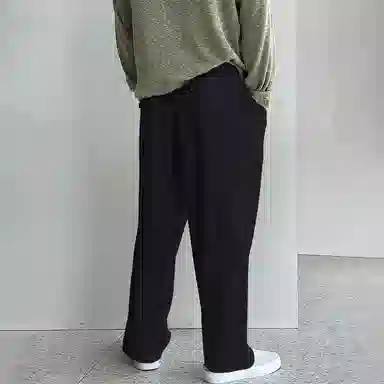 我是大卫 日系弹力慵懒感抽绳直筒阔腿休闲裤 男女同款