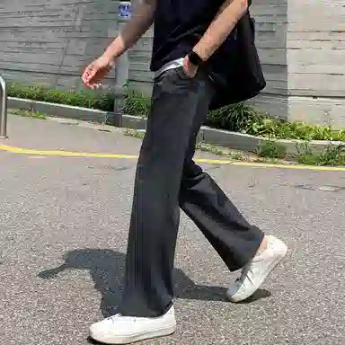 我是大卫 纯色直筒修身小西裤休闲裤 男女同款