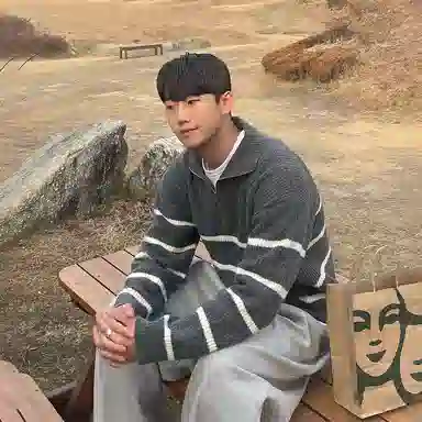 我是大卫 条纹翻领半拉链装饰休闲套头长袖针织衫 男女同款