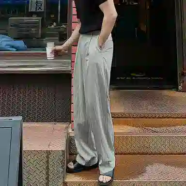 我是大卫 垂坠感速干直筒韩版简约宽松阔腿休闲裤 男女同款