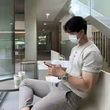 我是大卫 纯色亨利领慵懒韩系短袖针织衫 男女同款