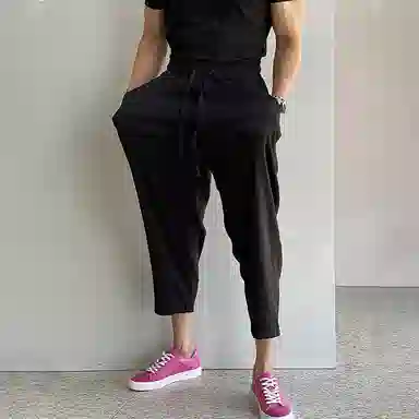 我是大卫 纯色抽绳小脚九分休闲裤 男女同款