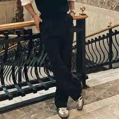 我是大卫 韩系宽松直筒双褶皱中腰商务百搭垂坠高级感休闲裤 男女同款