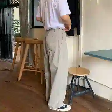 我是大卫 日系复古直筒宽松休闲裤 男女同款