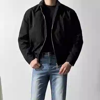 我是大卫 纯色拉链翻领休闲夹克外套 男女同款 黑色