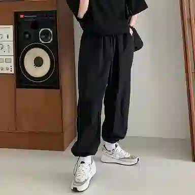 我是大卫 潮流束脚薄款宽松百搭休闲裤 男款 黑色