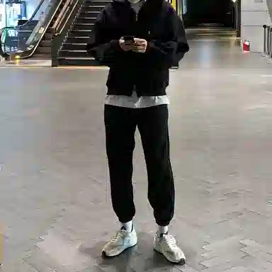 我是大卫 基础款纯色简约连帽休闲束脚裤卫衣套装 男女同款