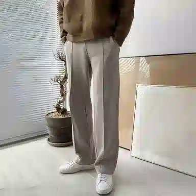 我是大卫 纯色简约垂感阔腿抽绳直筒休闲裤 男女同款