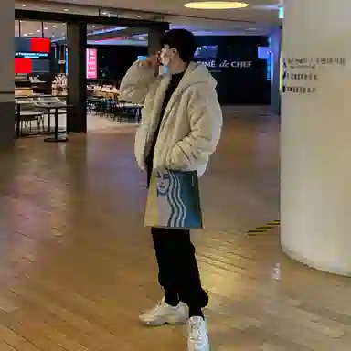 我是大卫 纯色羊羔毛连帽保暖加厚外套夹克 男女同款