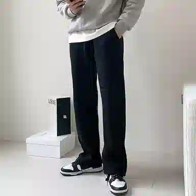 我是大卫 纯色简约保暖加厚阔腿宽松休闲裤 男女同款