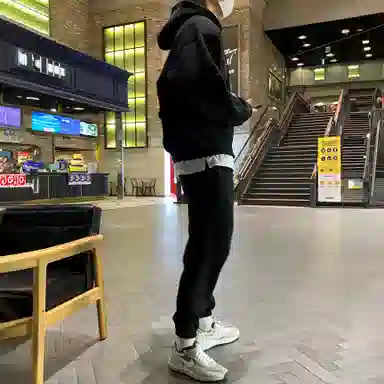 我是大卫 透气简约百搭排汗韩版运动风束脚纯棉休闲裤 男女同款