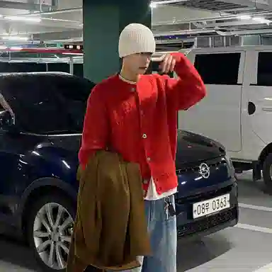 我是大卫 圆领开衫韩国小众高级感针织衫 男女同款