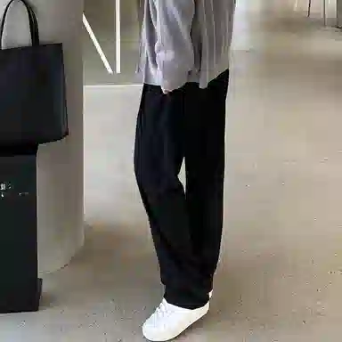 我是大卫 双褶皱垂感韩版高级感百搭直筒休闲裤 男女同款