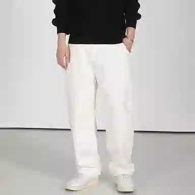 我是大卫 纯色宽松阔腿百搭直筒休闲裤 男女同款 白色