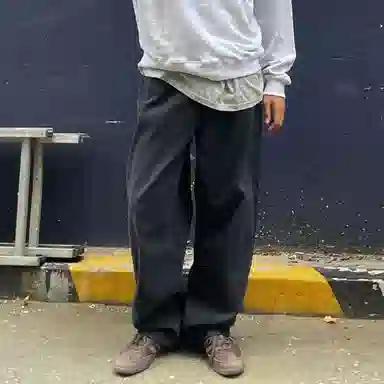 我是大卫 美式高街复古水洗直筒潮牌百搭纯色流行牛仔裤 男女同款