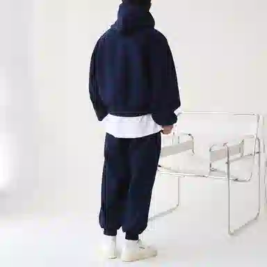 我是大卫 纯色基础款简约抽绳系带宽松百搭束脚休闲裤 男女同款