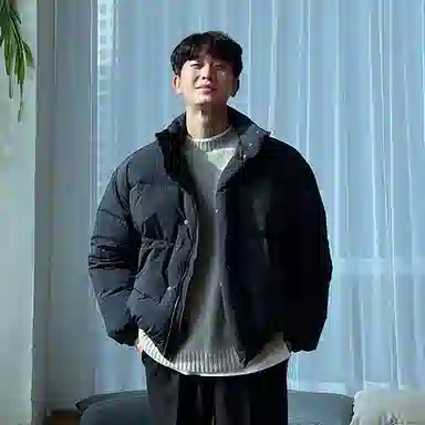 我是大卫 立领保暖加厚宽松面包棉服 男女同款