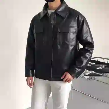 我是大卫 多口袋亮面立领复古简约工装飞行员夹克 男女同款