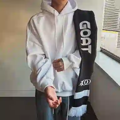 我是大卫 韩系套头连帽纯色上衣宽松小众设计感重磅卫衣 男女同款