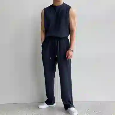 我是大卫 无袖坎肩背心健身速干长裤休闲运动套装 男女同款