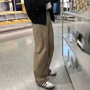 我是大卫 日系高级轻熟风直筒阔腿时尚宽松小众休闲裤 男女同款