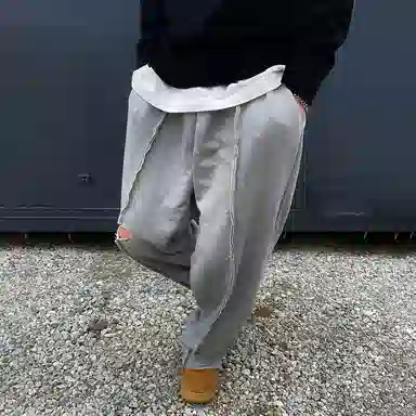 我是大卫 破洞痞帅直筒裤春秋宽松百搭垂感高街休闲裤 男款