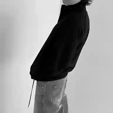 我是大卫 美式高街立领插肩袖潮牌时尚百搭宽松休闲卫衣 通用 黑色