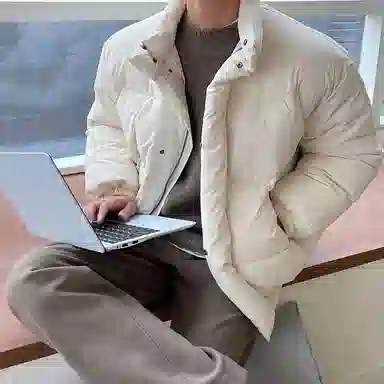 我是大卫 立领保暖加厚宽松面包棉服 男女同款